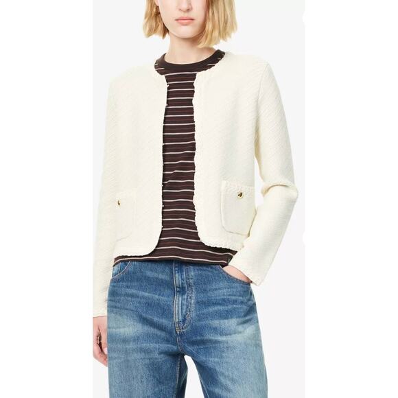 Rag & Bone Claire Textured Cardigan - Off White - Size Small - Picture 2 of 6